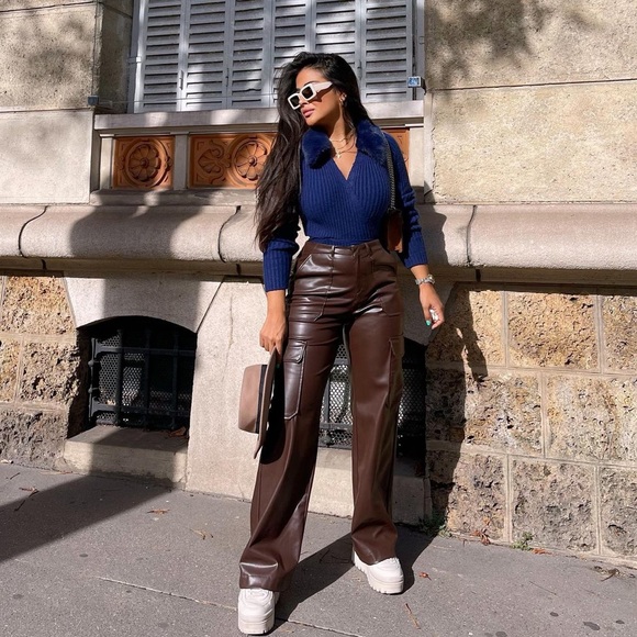 Zara Navy Blue Wool Blend Faux Fur Lapel Collar Knit Cardigan - Picture 4 of 17